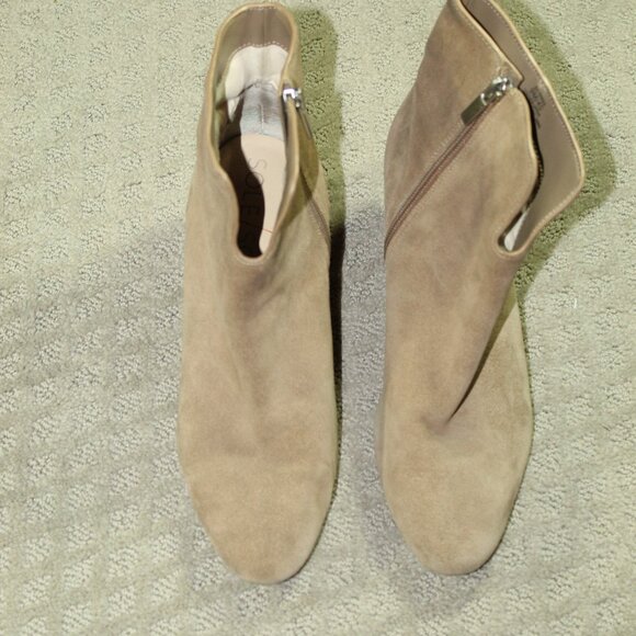 Sole Society Pariza Women's Size 9 Beige Zipper Ankle 2.5" Heeled Boots - Picture 2 of 6